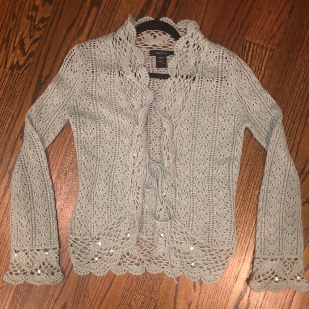 Crochet front tie sweater